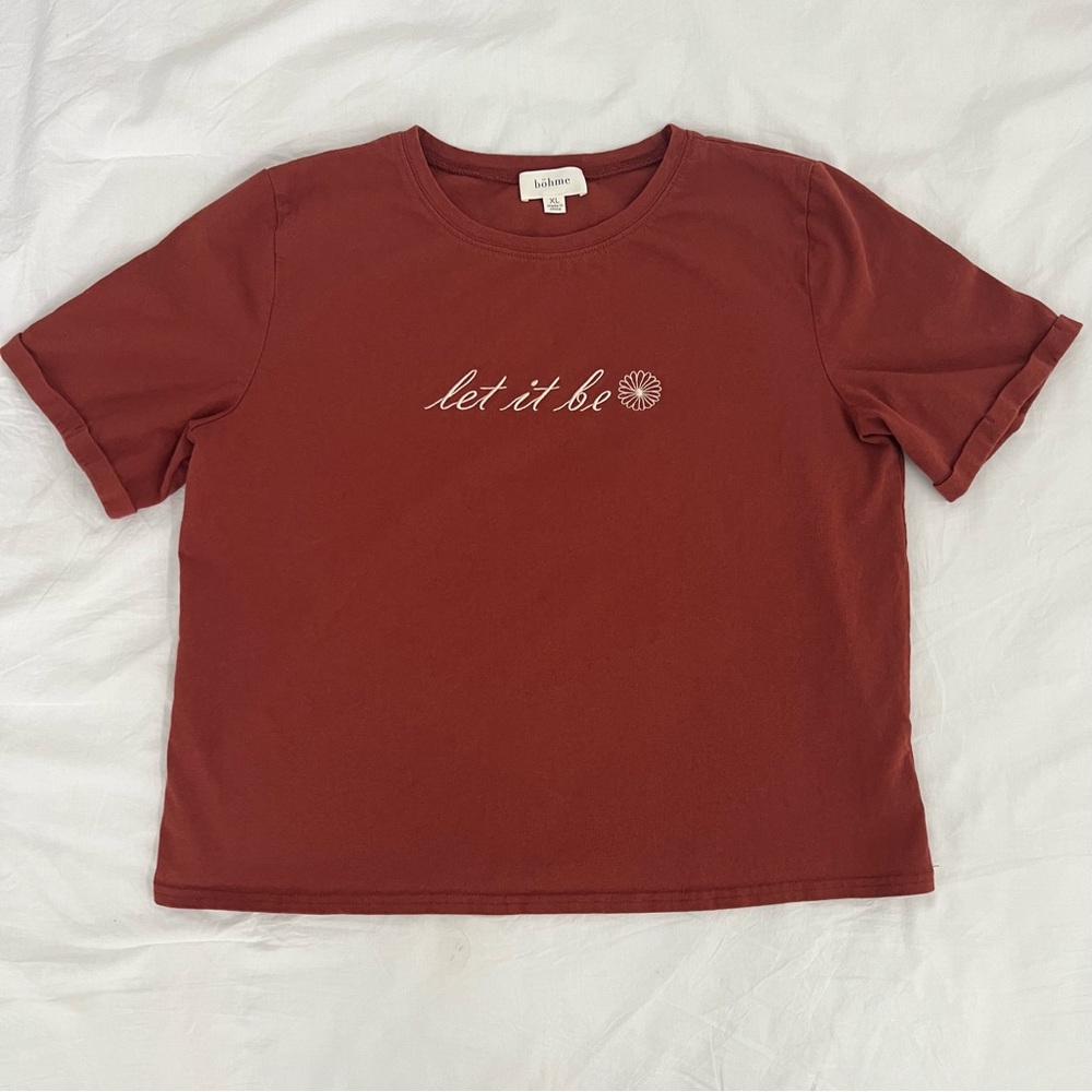 Bohme Let it Be T Shirt Women’s Size XL Deep Red/Rust Color